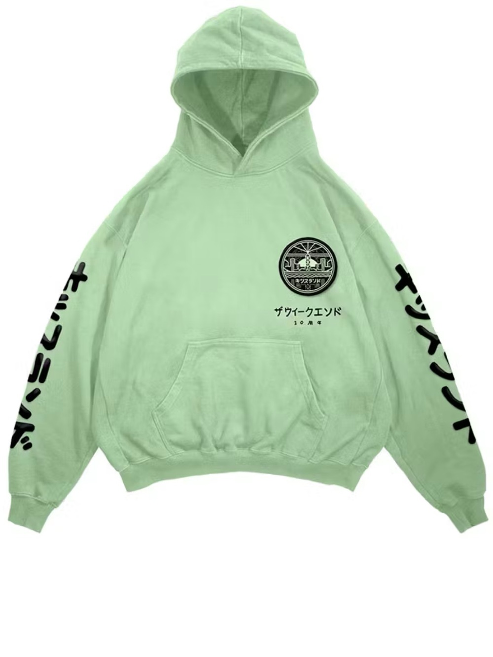 New The Weeknd XO Kiss Land Logo Pullover Hoodie Mint Mens size XL 10 Year